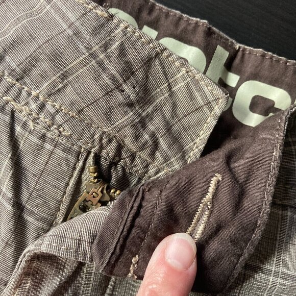 MENS GOTCHA PLAID BROWN FLAT FRONT SHORTS/100% COTTON SIZE 34 - Picture 6 of 6